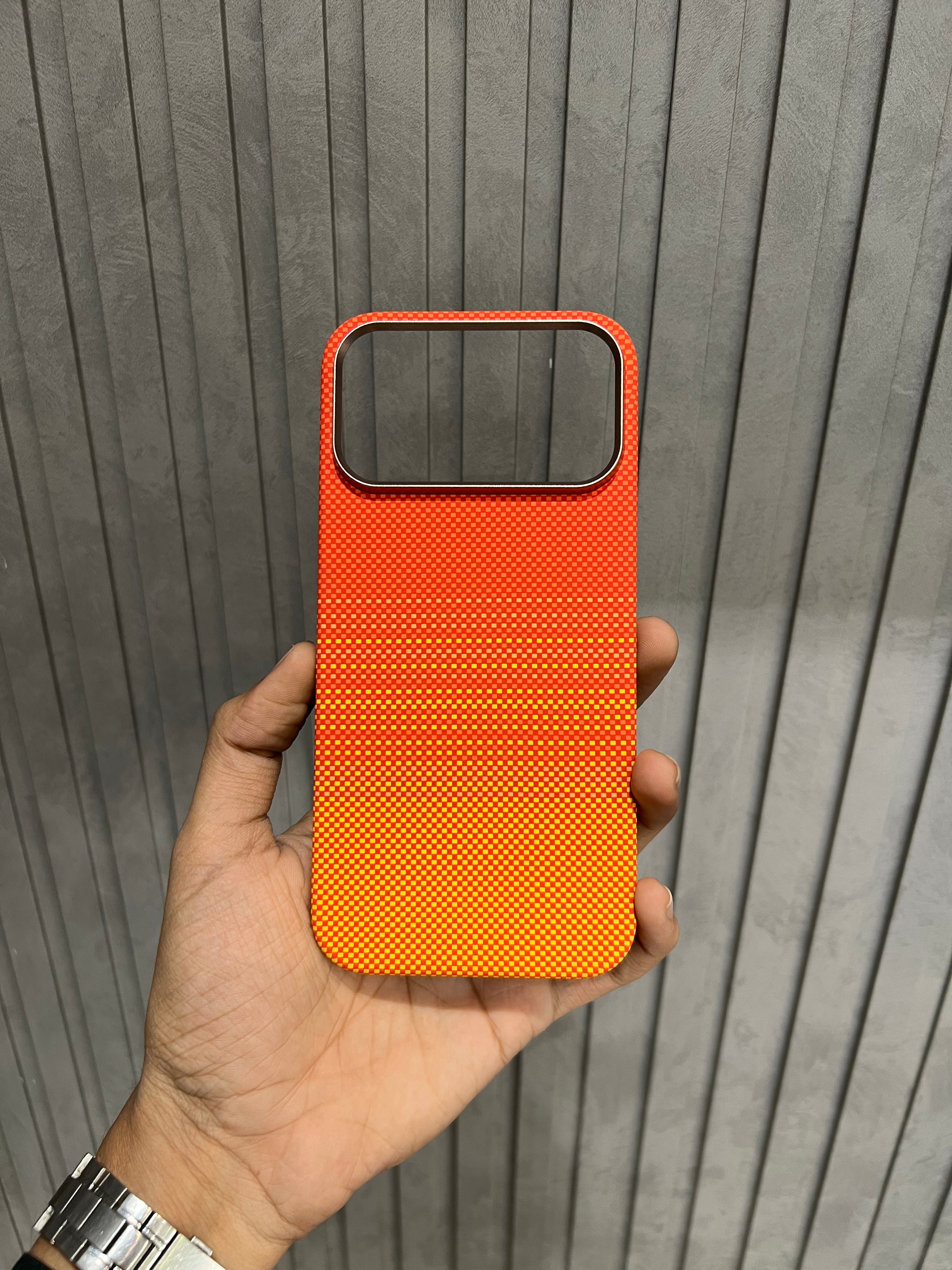 iPhone 17 Pro Pitaka - Knit Wear Case - Orange Sunset