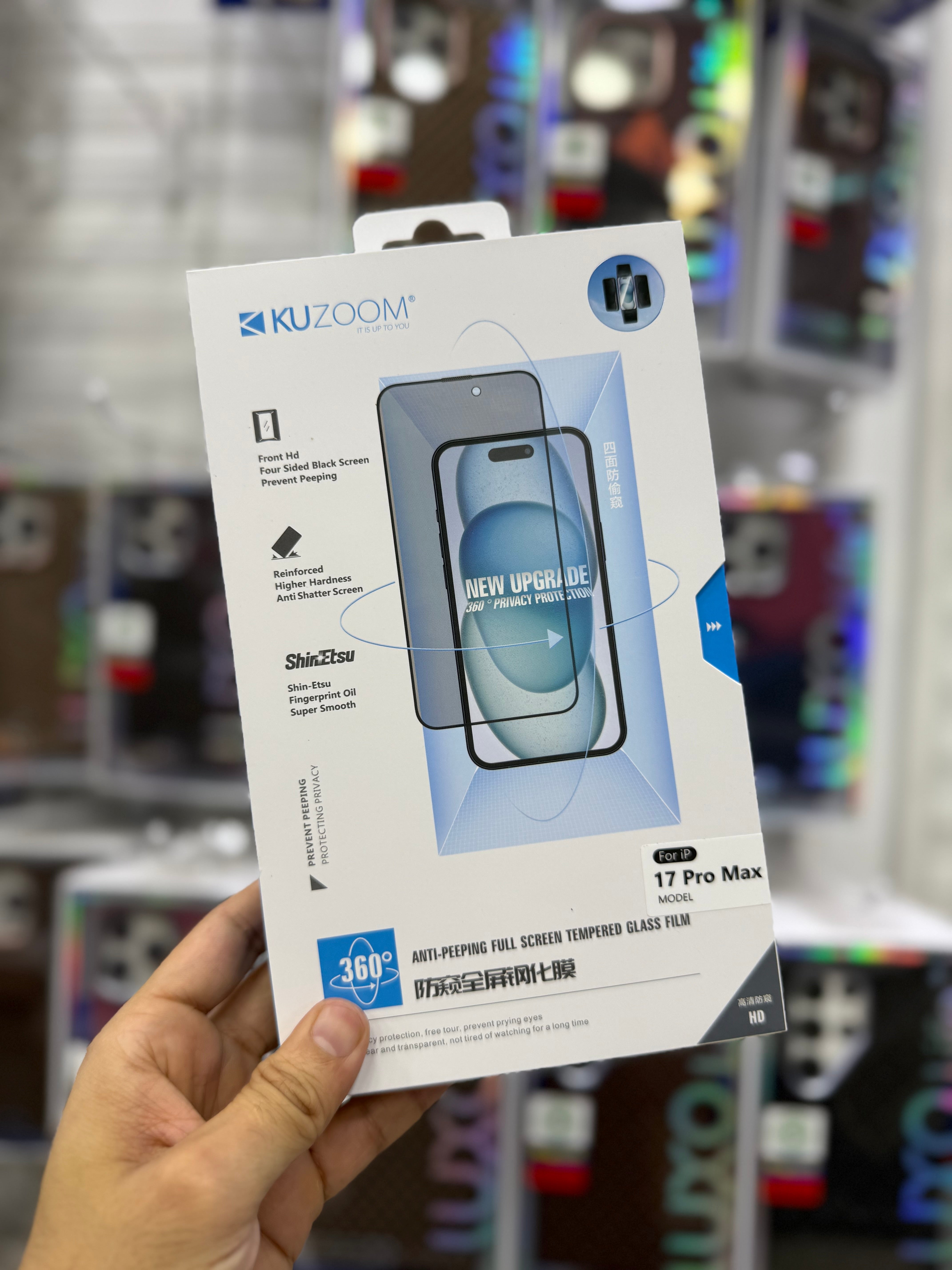 Kuzoom 360 Privacy Screen Protector - 15 Pro Max/16 Pro Max/17 Pro/17 Pro Max