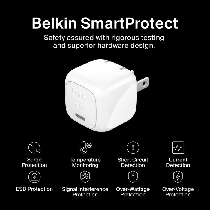 Belkin Boost Charge Compact USB-C Wall Charger (30W) – Fast, Safe, Travel-Ready